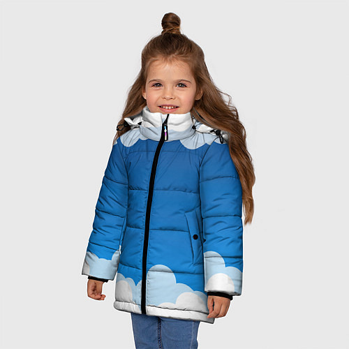 Зимняя куртка для девочки Полёт в облаках / 3D-Черный – фото 3