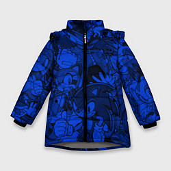 Куртка зимняя для девочки SONIC BLUE PATTERN СИНИЙ ЁЖ, цвет: 3D-светло-серый