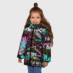 Куртка зимняя для девочки Neon graffiti Smile, цвет: 3D-светло-серый — фото 2