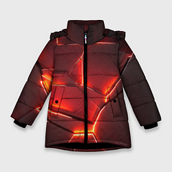 Куртка зимняя для девочки ПЛИТЫ НА НЕОНЕ, цвет: 3D-черный