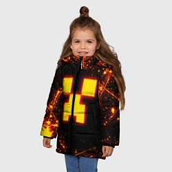 Куртка зимняя для девочки ОГНЕННЫЙ КРИПЕР, МАЙНКРАФТ, цвет: 3D-черный — фото 2
