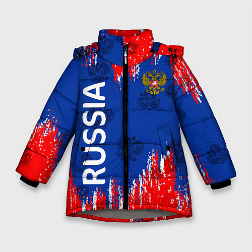 Зимняя куртка для девочки Патриот России Я Русский! / 3D-Светло-серый – фото 1