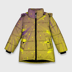 Куртка зимняя для девочки Новогодний салют фейерверк, цвет: 3D-черный