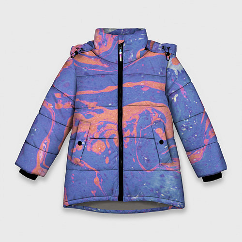 Зимняя куртка для девочки Текстура Fluid Art / 3D-Светло-серый – фото 1