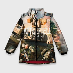 Куртка зимняя для девочки Battlefield 2042 - отряд, цвет: 3D-красный