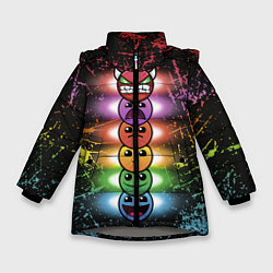 Куртка зимняя для девочки Geometry Dash Levels, цвет: 3D-светло-серый