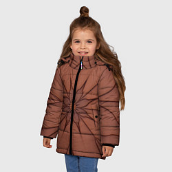 Куртка зимняя для девочки Абстрактный цветок Оранжевый 1-29, цвет: 3D-черный — фото 2
