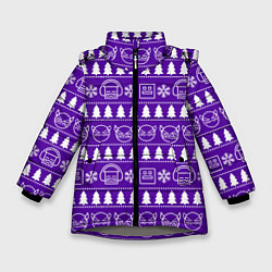 Куртка зимняя для девочки Орнамент Geometry Dash, цвет: 3D-светло-серый
