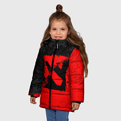 Куртка зимняя для девочки DOTA 2 RED BLACK LOGO, БРЫЗГИ КРАСОК, цвет: 3D-черный — фото 2