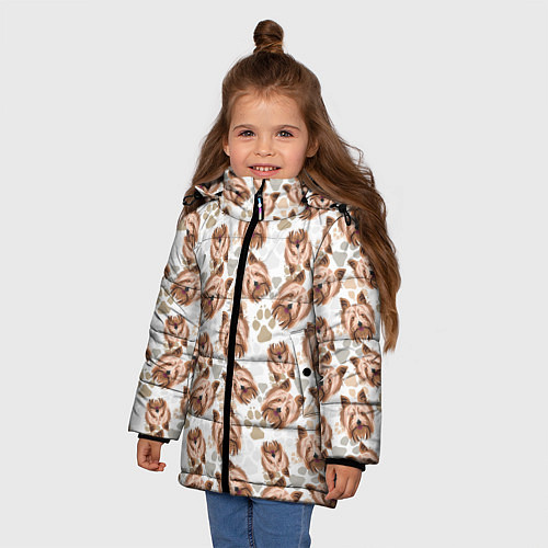 Зимняя куртка для девочки Йоркширский Терьер York / 3D-Черный – фото 3