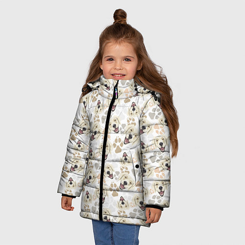 Зимняя куртка для девочки Лабрадор Золотистый Ретривер / 3D-Черный – фото 3
