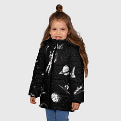 Куртка зимняя для девочки Космический вояж, цвет: 3D-красный — фото 2