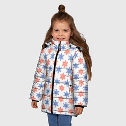 Куртка зимняя для девочки Снежинки паттернsnowflakes pattern, цвет: 3D-красный — фото 2