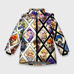 Куртка зимняя для девочки GENSHIN IMPACT ГЕНШИН ИМПАКТ ВСЕ ПЕРСОНАЖИ, цвет: 3D-светло-серый