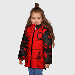 Куртка зимняя для девочки God of War Брызги крови, цвет: 3D-красный — фото 2