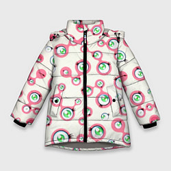 Куртка зимняя для девочки Такаси Мураками, Jellyfish Eyes, цвет: 3D-светло-серый