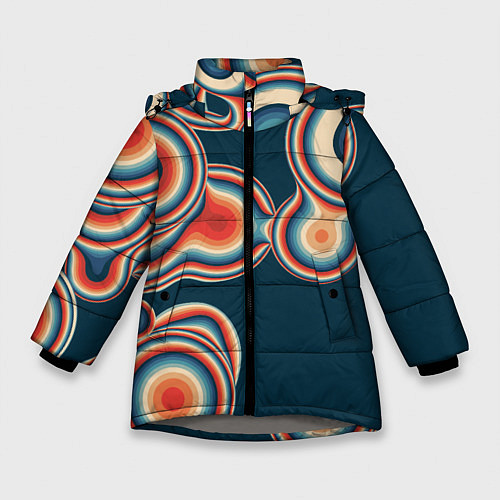 Зимняя куртка для девочки Растекающиеся пятна / 3D-Светло-серый – фото 1