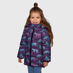 Куртка зимняя для девочки Тигры фейковый Glitch эффект, цвет: 3D-светло-серый — фото 2