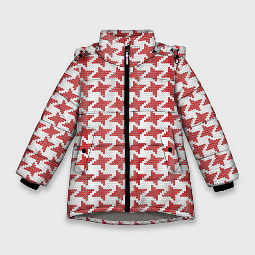 Зимняя куртка для девочки Модная гусиная лапка / 3D-Светло-серый – фото 1