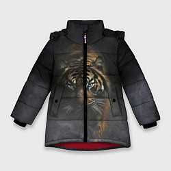 Куртка зимняя для девочки Тигр в тумане, цвет: 3D-красный