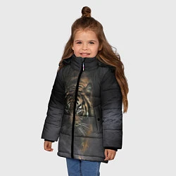 Куртка зимняя для девочки Тигр в тумане, цвет: 3D-красный — фото 2