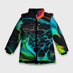 Куртка зимняя для девочки Огни большого города, цвет: 3D-черный