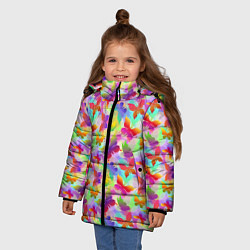 Куртка зимняя для девочки Разноцветные Бабочки Color, цвет: 3D-светло-серый — фото 2