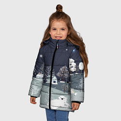 Куртка зимняя для девочки Мишки 2022, цвет: 3D-светло-серый — фото 2