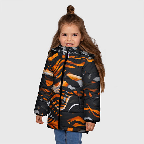 Зимняя куртка для девочки Окрас тигра / 3D-Черный – фото 3