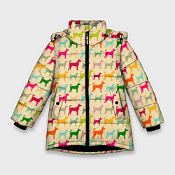 Куртка зимняя для девочки Собаки Разноцветные, цвет: 3D-черный