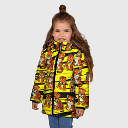Куртка зимняя для девочки Няшные Тигрята, цвет: 3D-черный — фото 2