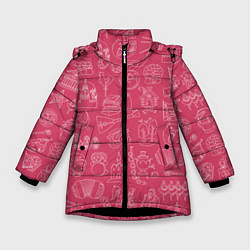 Зимняя куртка для девочки Паттерн русских иконок