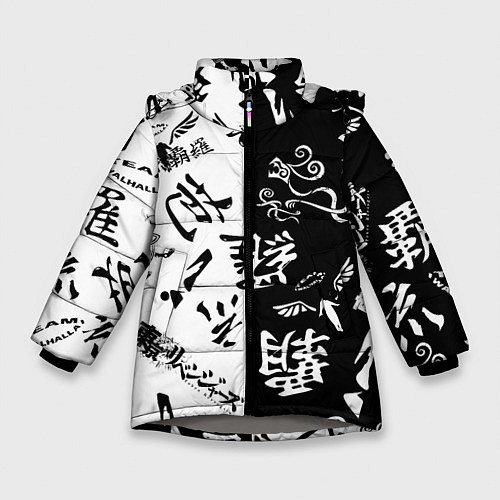 Зимняя куртка для девочки Tokyo Revengers Black & White / 3D-Светло-серый – фото 1