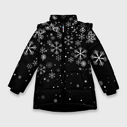 Куртка зимняя для девочки Снежинки - С Новый год, цвет: 3D-черный