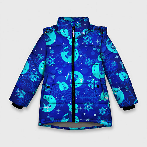 Зимняя куртка для девочки Заморозки Снеговики во льдах / 3D-Светло-серый – фото 1