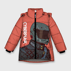 Куртка зимняя для девочки Cyberpunk Спина, цвет: 3D-светло-серый