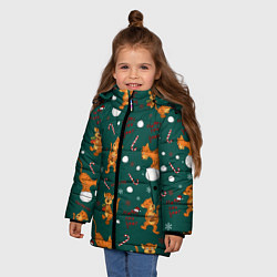 Куртка зимняя для девочки Тигр и рождество, цвет: 3D-светло-серый — фото 2