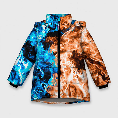 Зимняя куртка для девочки Огненное пламя / 3D-Светло-серый – фото 1