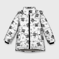 Куртка зимняя для девочки PATTERN QR CODE, цвет: 3D-светло-серый