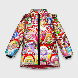 Куртка зимняя для девочки Все аниме персонажи Новый год, цвет: 3D-красный