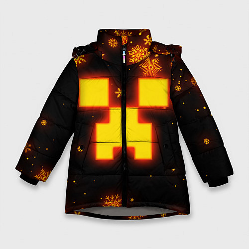 Зимняя куртка для девочки НОВОГОДНИЙ ОГНЕННЫЙ КРИПЕР CREEPER FIRE / 3D-Светло-серый – фото 1