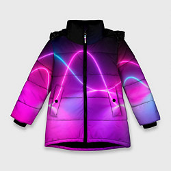 Куртка зимняя для девочки Лучи света pink theme, цвет: 3D-черный