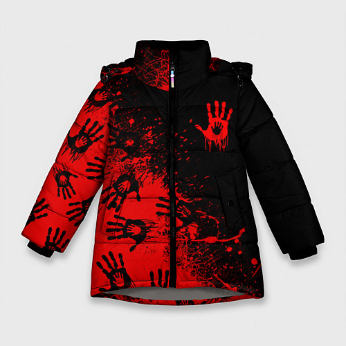 Зимняя куртка для девочки Death Stranding Отпечаток рук паттерн / 3D-Светло-серый – фото 1