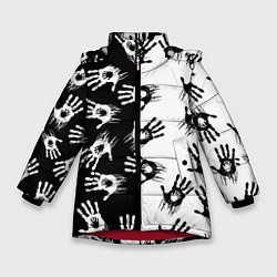 Куртка зимняя для девочки Death Stranding паттерн логотипов, цвет: 3D-красный
