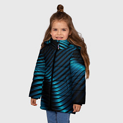 Куртка зимняя для девочки Волны голубого металла, цвет: 3D-черный — фото 2