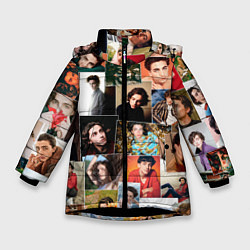 Куртка зимняя для девочки Тимоти цветной коллаж, цвет: 3D-черный