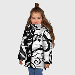 Куртка зимняя для девочки ЧЁРНО БЕЛЫЙ ТАТУ ДРАКЕНА TOKYO REVENGERS, цвет: 3D-светло-серый — фото 2