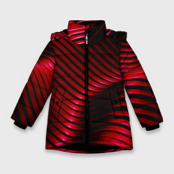 Куртка зимняя для девочки Волны красного металла, цвет: 3D-черный