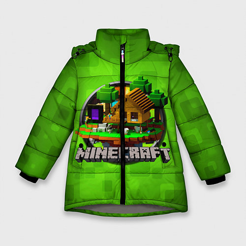 Зимняя куртка для девочки Minecraft Logo Green / 3D-Светло-серый – фото 1