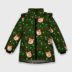 Зимняя куртка для девочки НОВОГОДНИЙ ОЛЕНЬ GREEN